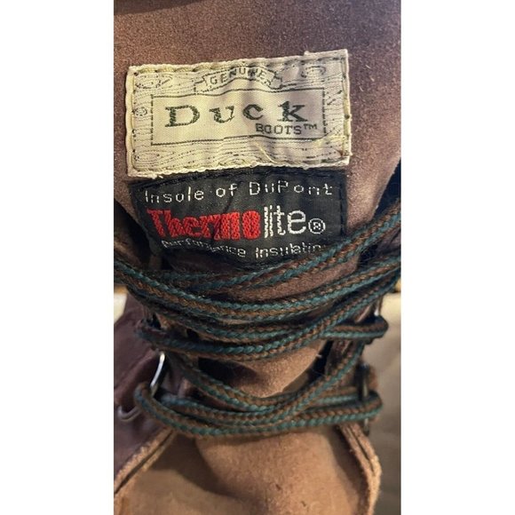 Genuine Duck Boots TM Wool Blend Insulated Mens Size 6 Brown Green Rain - Picture 10 of 10